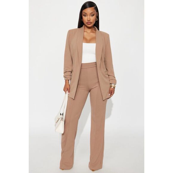 New Fashion Nova Blazer Women Size L Brown Open Front Collared 3/4 Sleeve - Picture 15 of 16